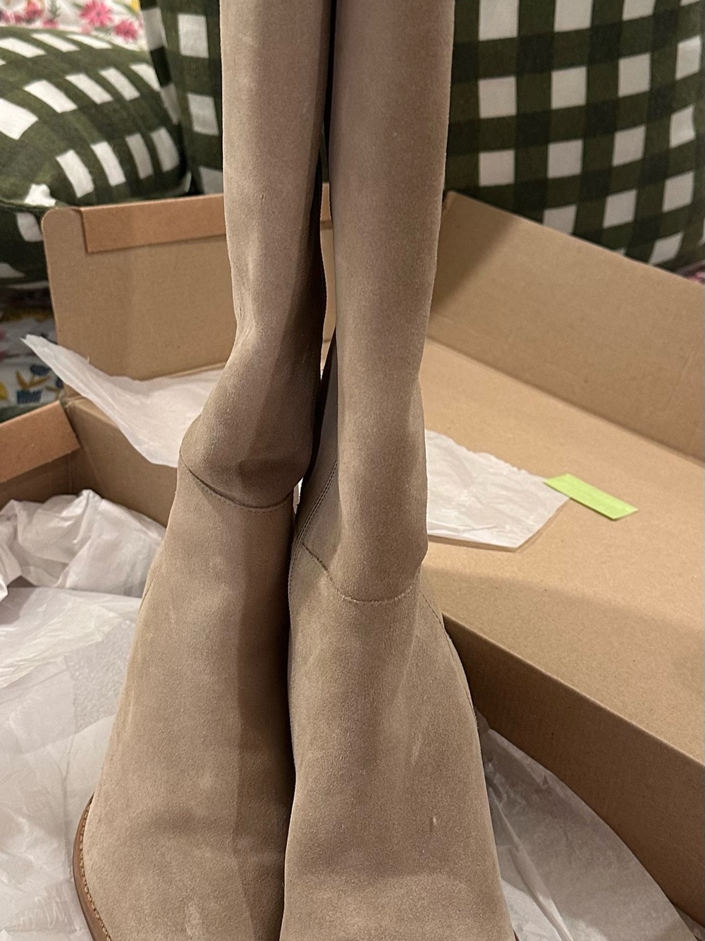 Matisse Taupe Suede Stretch Sock Heeled Boots
